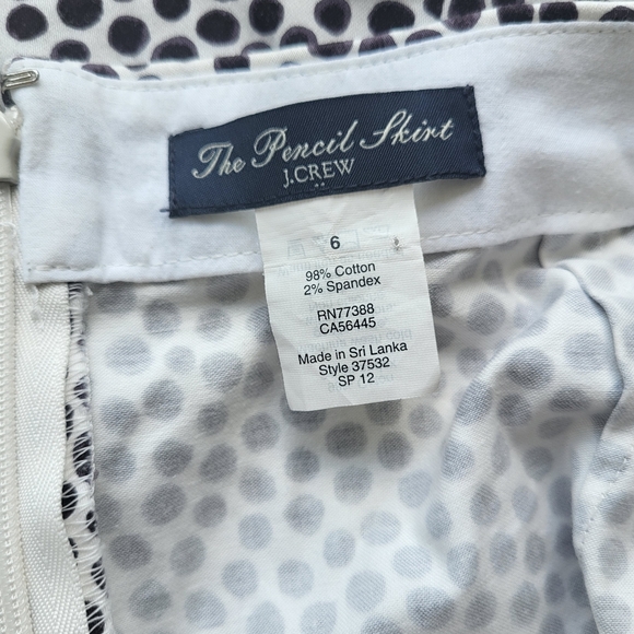 J. Crew White and Brown Pokadot Pencil Skirt Mid length Ladies Size 6 - Picture 3 of 9